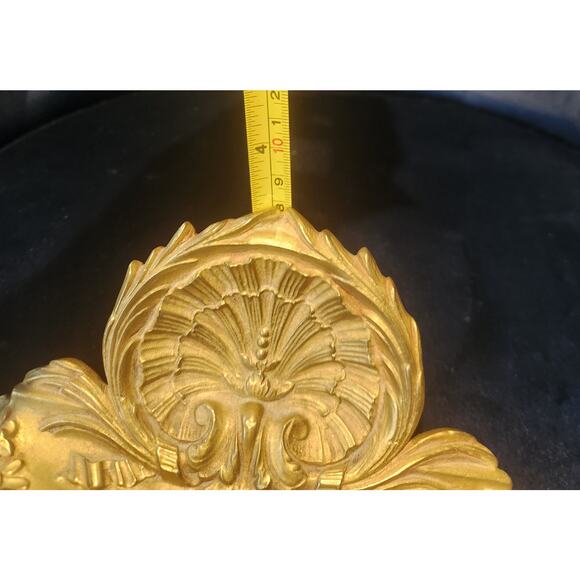 Ant Brass Double Inkwell Rococo Victorian Ornate Shell & Scroll Design Marked - Picture 9 of 9